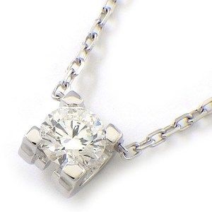 Cartier C Setting Necklace Solitaire Diamond White Gold